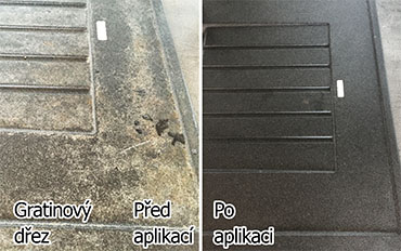 odstranění vodního kamene z gratinovaného dřezu